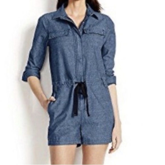 Lands’ End Denim Romper Jumpsuit Workwear 4 Boilersuit - Picture 1 of 12